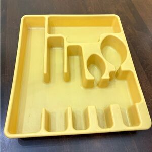 Vintage Rubbermaid Yellow Plastic Utensil and Drawer Organizer Tray